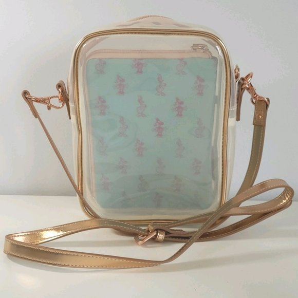 DISNEY Rose Gold Teal Clear PVC Minnie Mouse Daisy Duck Crossbody Bag - Picture 5 of 14